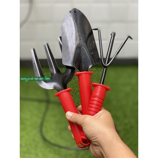 Bộ 3 dụng cụ làm vườn, bộ 3 làm vườn tay cầm nhựa sắt sơn tĩnh điện