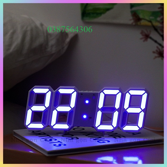 Đồng hồ LED 3D treo tường, để bàn thông minh TN828 Smart Clock