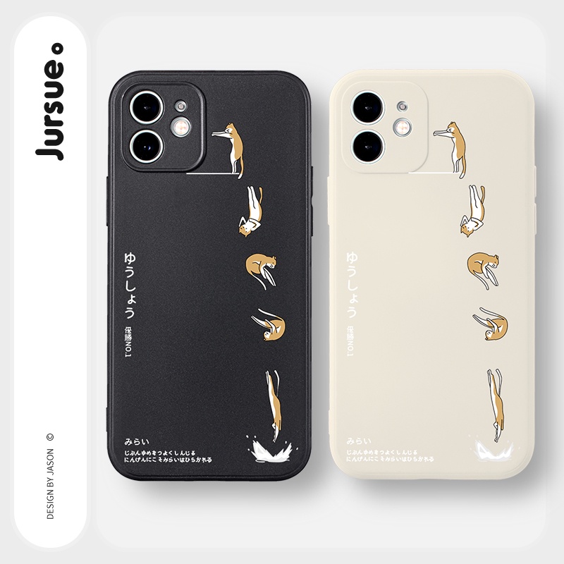 Ốp lưng JURSUE hoạt hình cặp đôi dễ thương đẹp cho iPhone 13 12 11 Pro Max SE 2020 X XR XS ip 8 7 6 6S Plus kute Y363