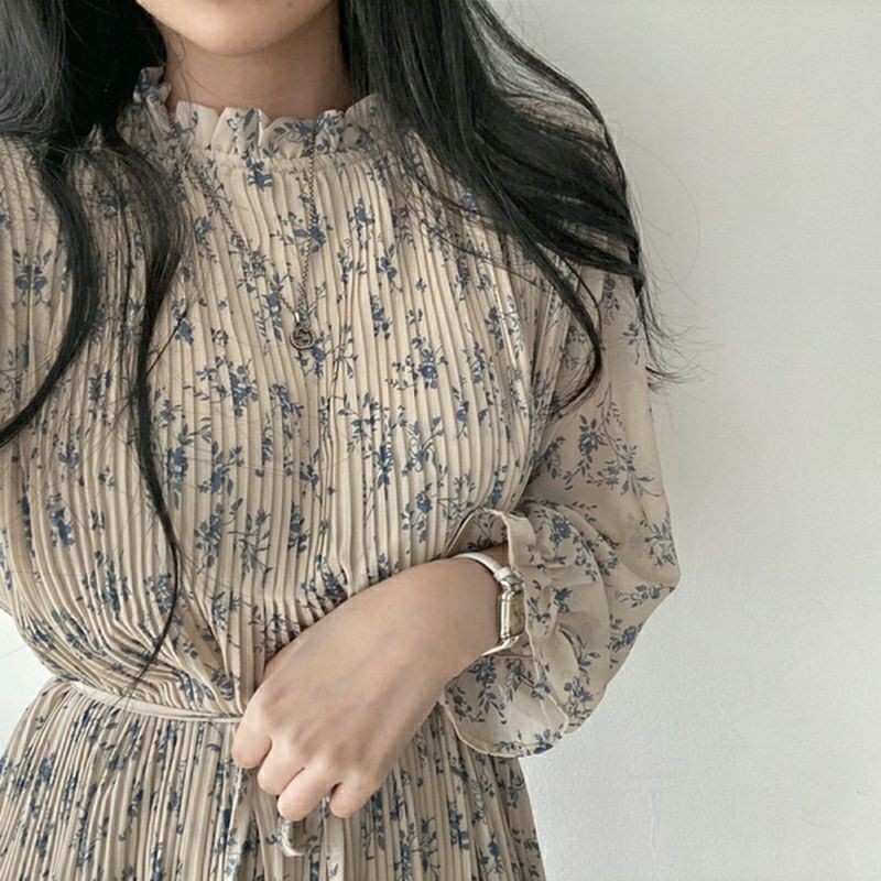 Đầm hoa nhí xếp li dáng dài ulzzang order