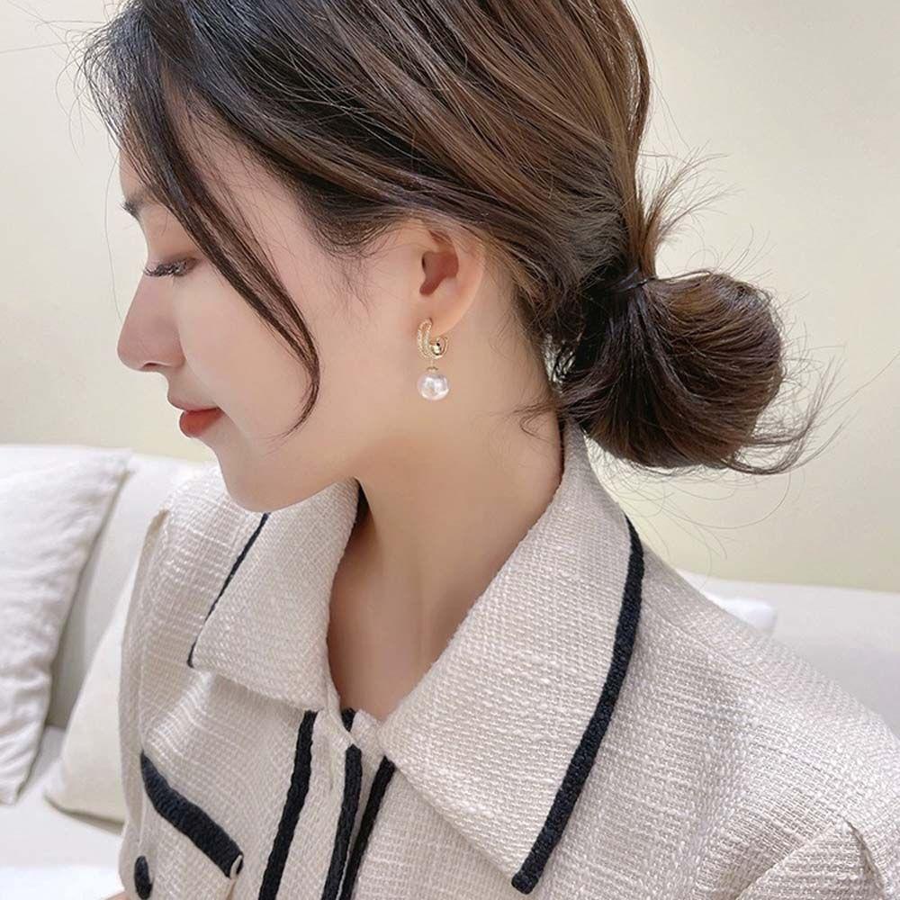 QQMALL Bông Tai Đính Đá Ngọc Trai Thời Trang Hàn Quốc Dành Cho Nữ