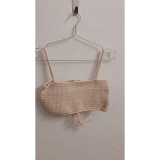 Áo croptop handmade được đan móc bằng len (được chọn thêm hoa nhỏ đính áo)