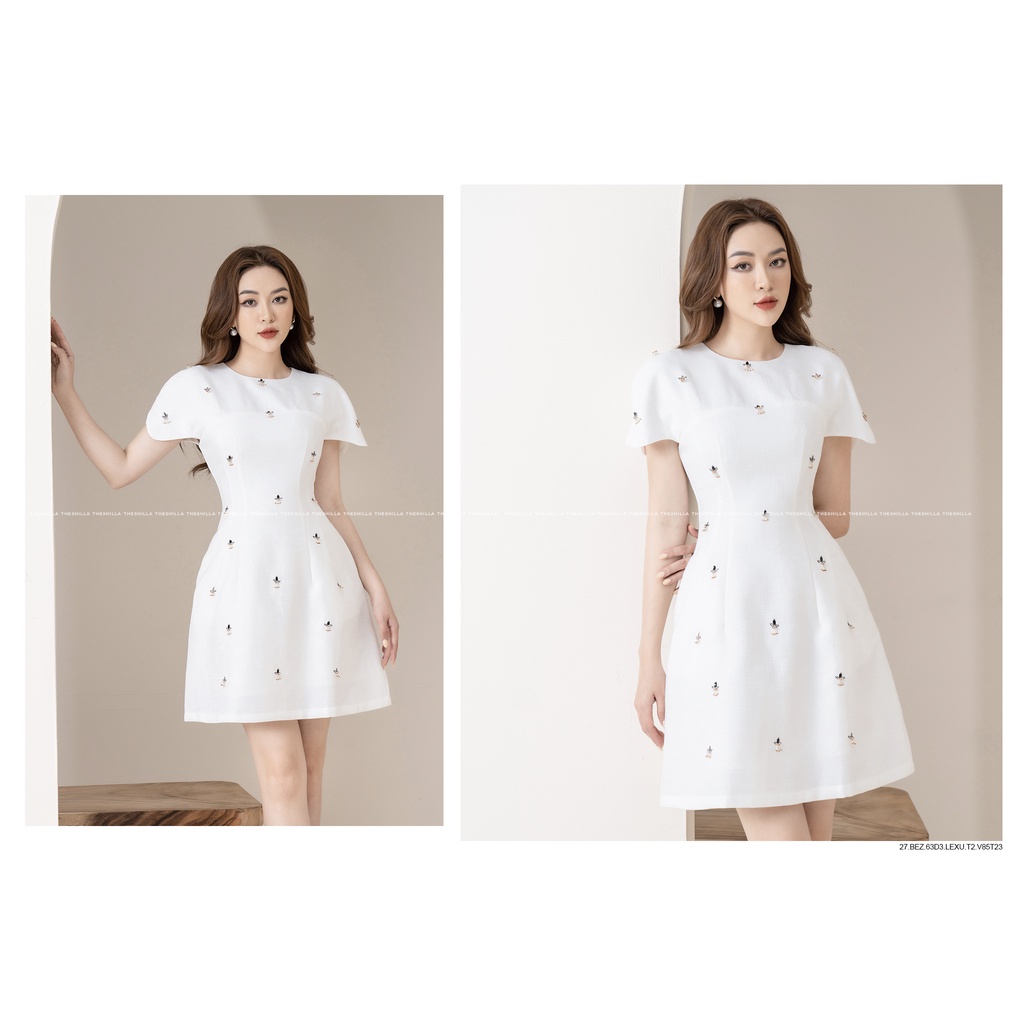 Váy đầm thiết kế tay cánh tiên kết đá cao cấp [ Có video + Ảnh thật ] The Shilla - Q27BEZ.63D3