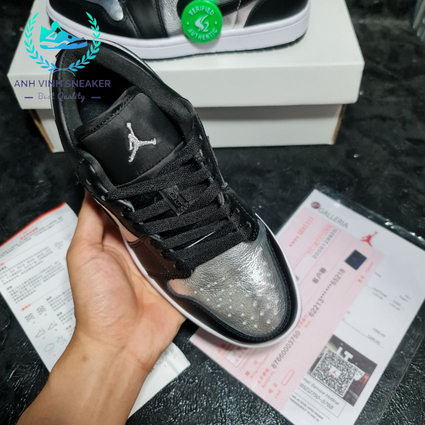 Giày thể thao sneaker nam nữ jordan 1 cổ thấp màu đen bạc