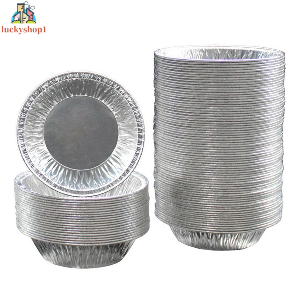 Set 100 Khay Nhôm Nướng Bánh Tart Trứng Dùng Một Lần Tiện Dụng