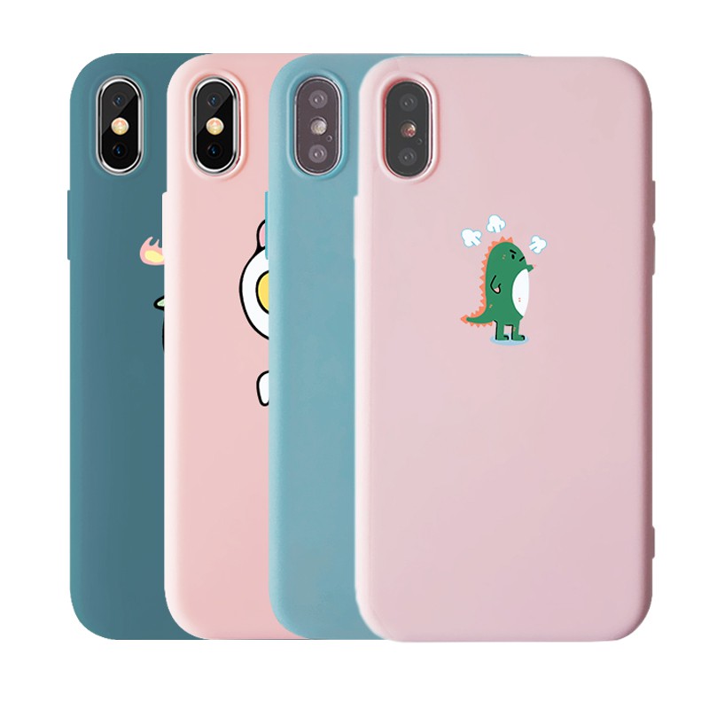 Ốp silicone mềm hình khủng long dễ thương IPhone SE 2020 6 6s 7 8 Plus X XS XR XSMax Cartoon Little Dinosaur Soft Cover