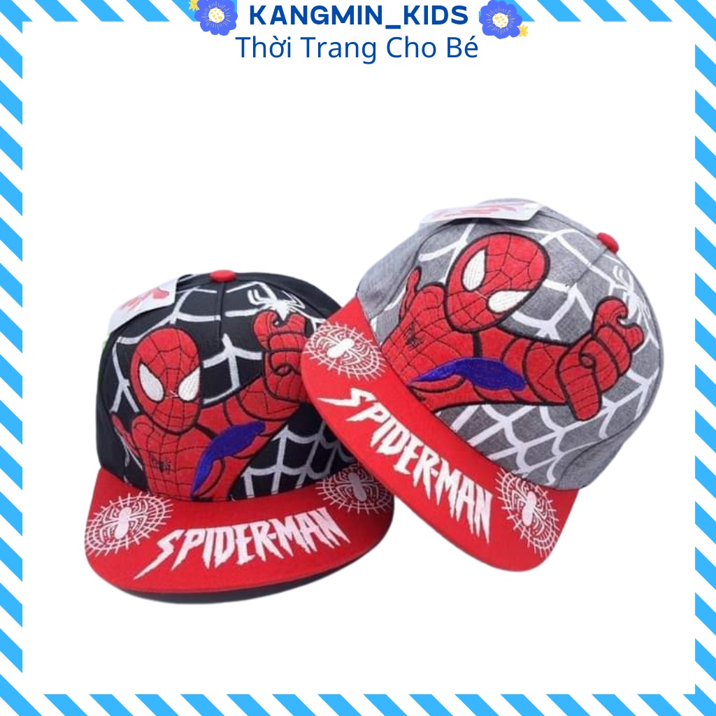 Mũ cho bé trai in hình siêu nhân người nhện Kangmin kids, Nón cho bé trai NO1 in hình siêu nhân người nhện từ 3-8Tuôi