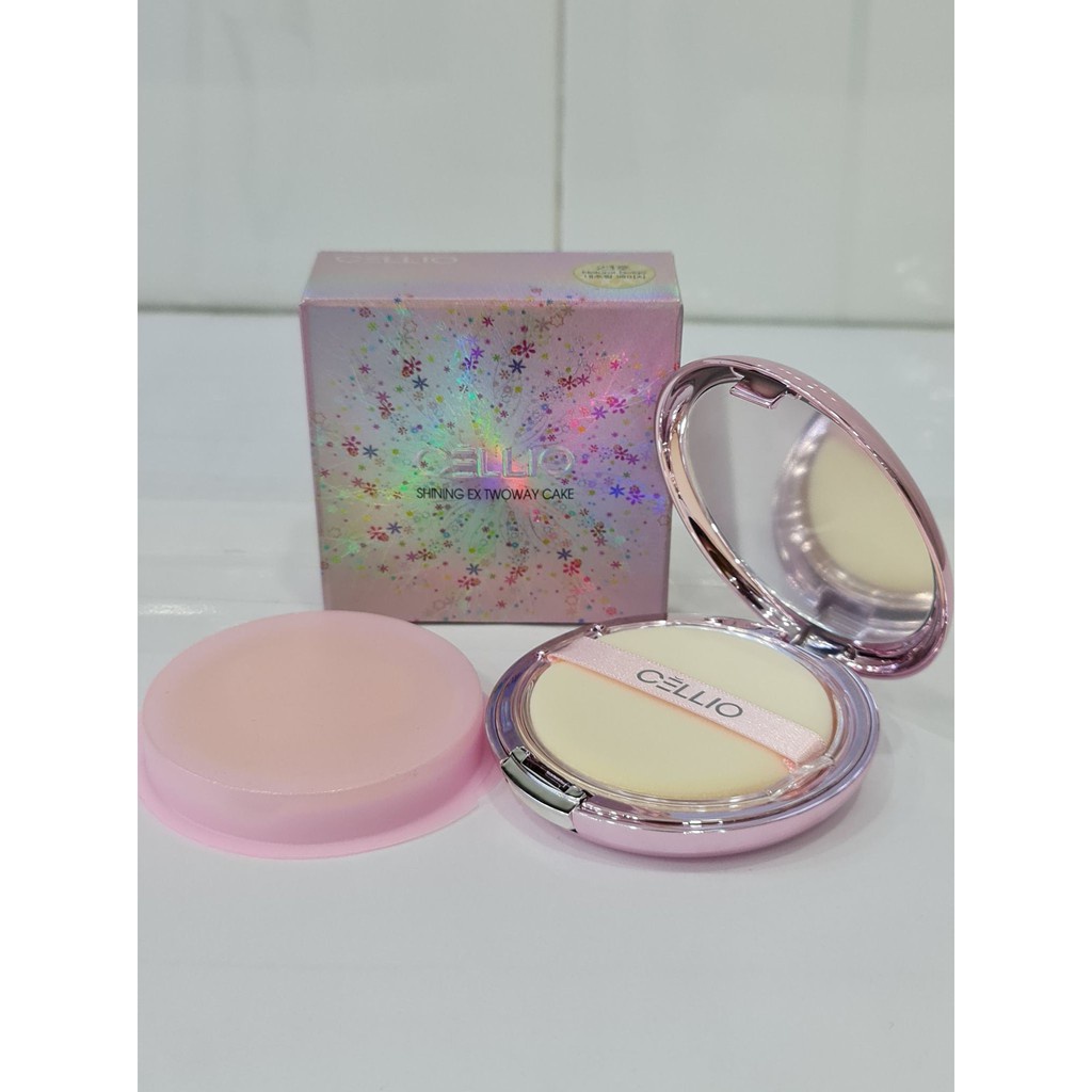 Phấn phủ kiềm dầu 2 Lõi Cellio Shining Ex Twoway Cake Siêu Mịn