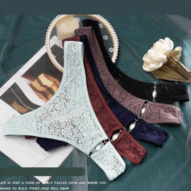 Quần lót ren lọt khe Kim Cương sexy quyến rũ mềm mại co dãn màu pastel 8032 🍓5 QUẦN, Quần chíp đáy kháng khuẩn TinTIn888