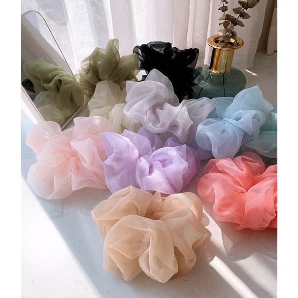 Elegance Women Mesh Hair Rope Big Hair Ties Dây Buộc Tóc Co Giãn Cỡ Lớn