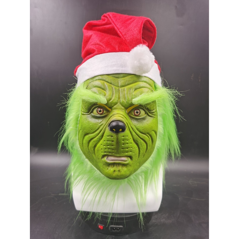 Mặt Nạ Quái Vật Màu Xanh Lá Cây Bằng Latex Hóa Trang Halloween / Giáng Sinh