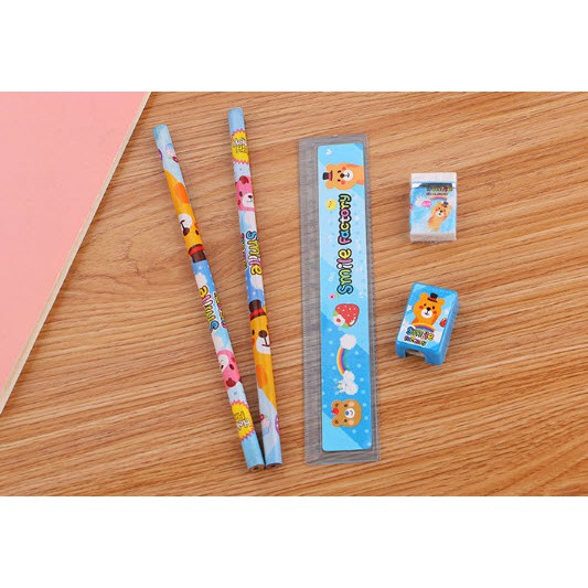 Bộ 2 Bút Chì đen Tẩy Gọt Bút Chì Thước kẻ viết gôm