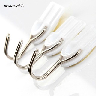 WINDYCAT6Pcs Self Adhesive Bathroom Kitchen Wall Door Plastic Stainless Steel Holder Hook