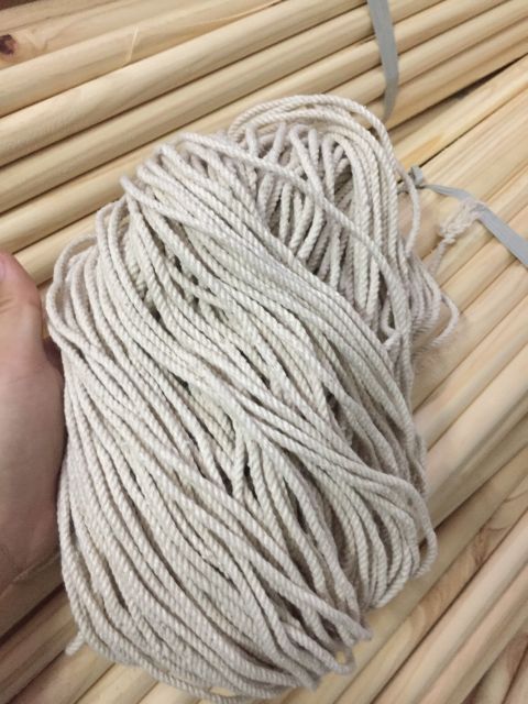 1kg Dây thừng 3mm,5mm cotton dạng xoắn màu ngà làm macrame