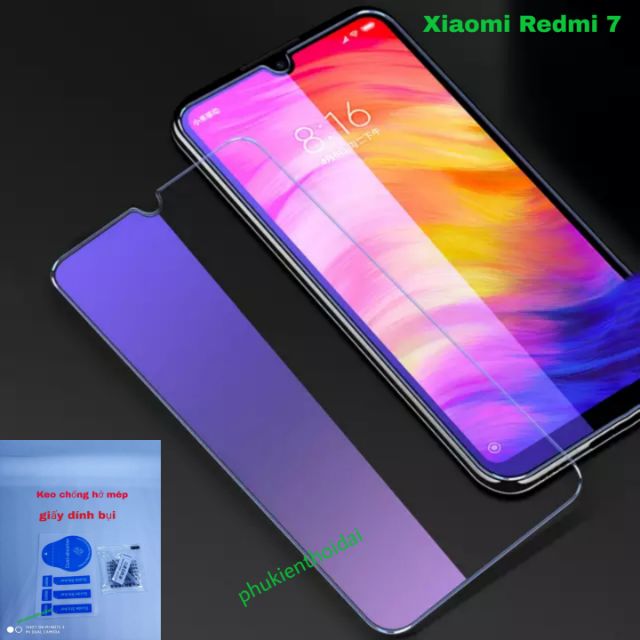 Kính cường lực Redmi 7 FREESHIP Từ 50k tím chống tia UV hại mắt 9H / 2.5D ( tặng keo chống hở mép )