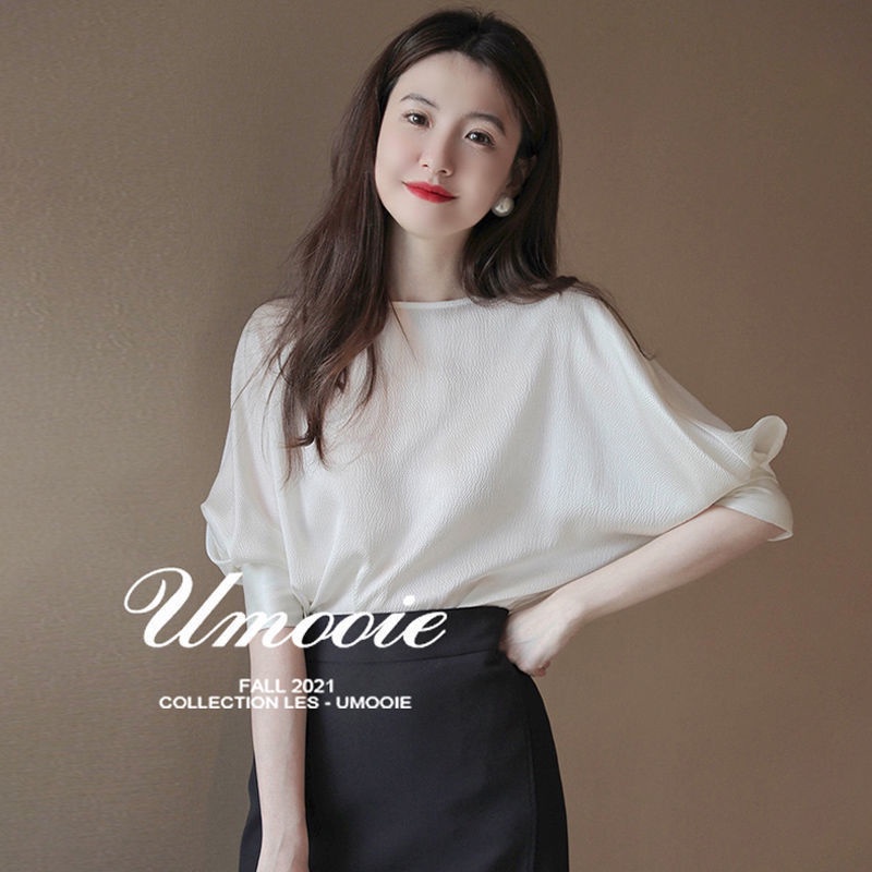 Xiaoxiang Áo Sơ Mi Voan Trắng Tay Ngắn Phồng Phong Cách Pháp Thời Trang Mùa Hè Cho Nữ