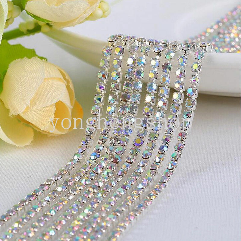 Chuỗi Dây Pha Lê Thủy Tinh Nhiều Màu Dài 1M 2/2.5/3mm Dùng Làm Đồ Trang Sức Thủ Công
