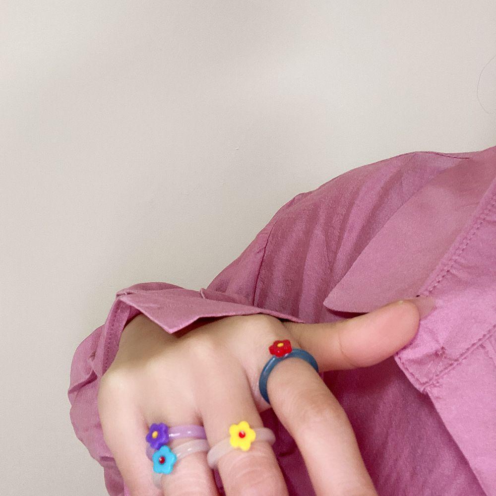 EXPEN Nhẫn Acrylic Hình Hoa Dễ Thương Phong Cách Hàn Quốc Cho Nữ