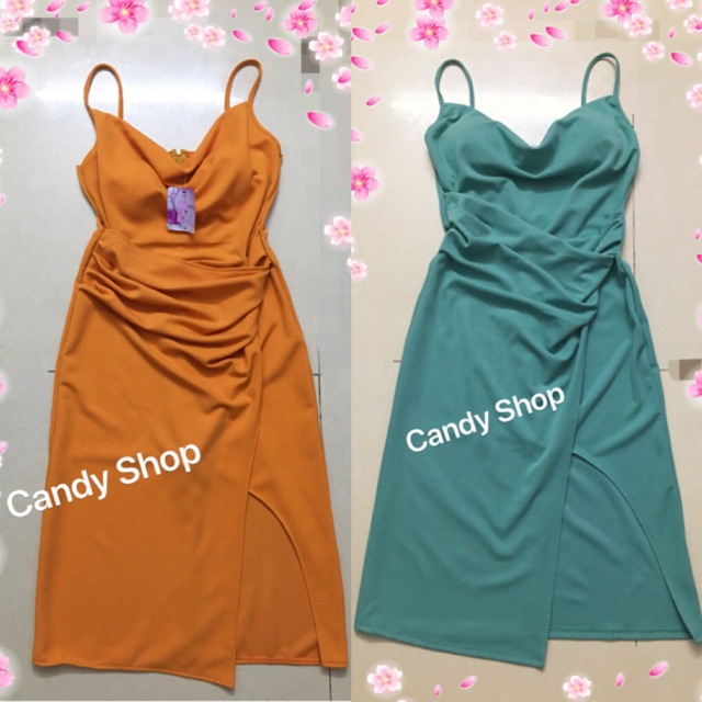 Đầm dạ hội 2s cổ đỗ xoắn eo xẻ tà kèm mút + Ảnh thật | BigBuy360 - bigbuy360.vn