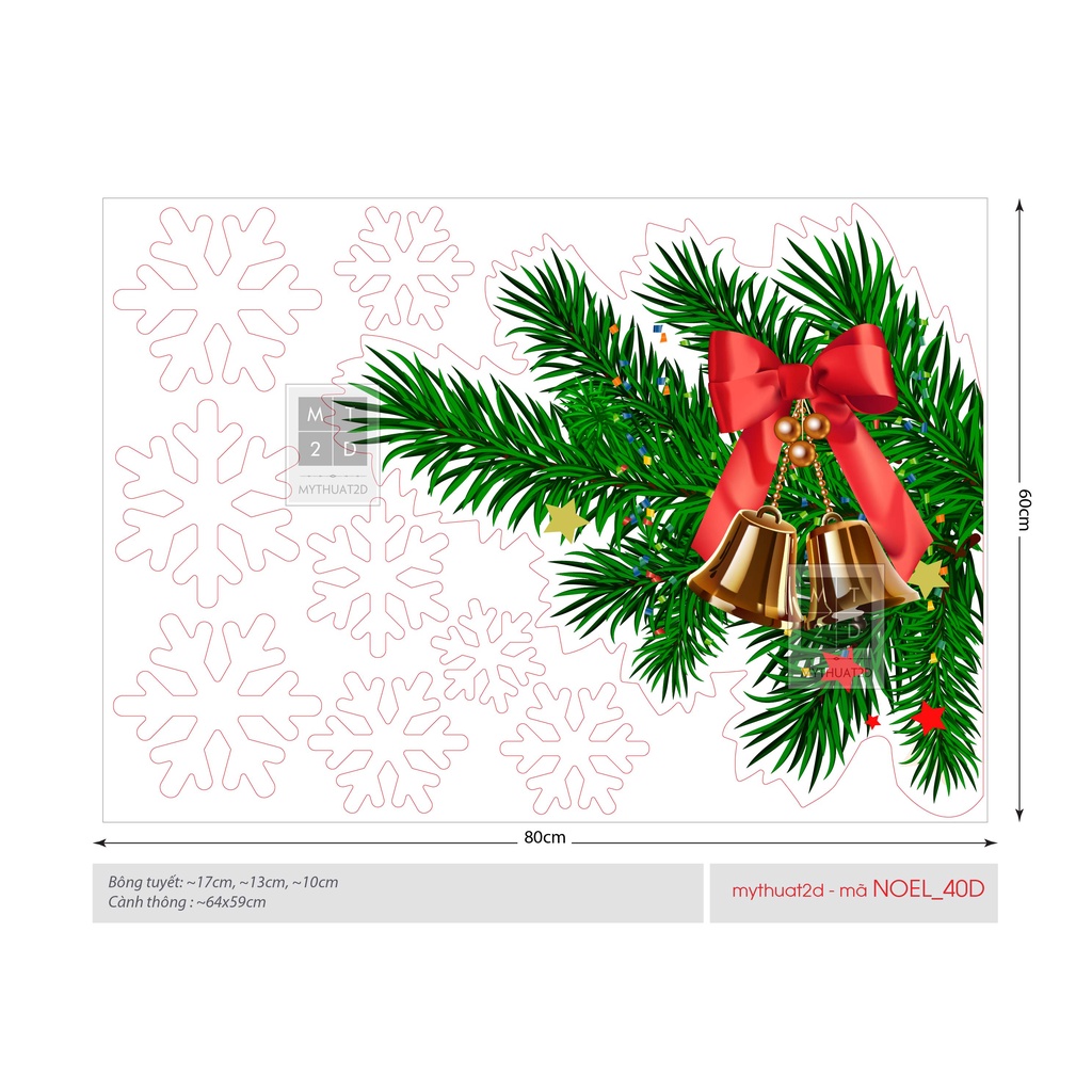 Decal trang trí Noel dán kính, tường - Decal Giáng sinh Năm mới - mã Noel.40