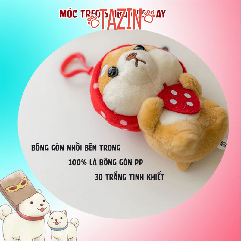 Móc khóa chó shiba, gấu bông móc khóa treo balo, túi xách, điện thoại Tazin