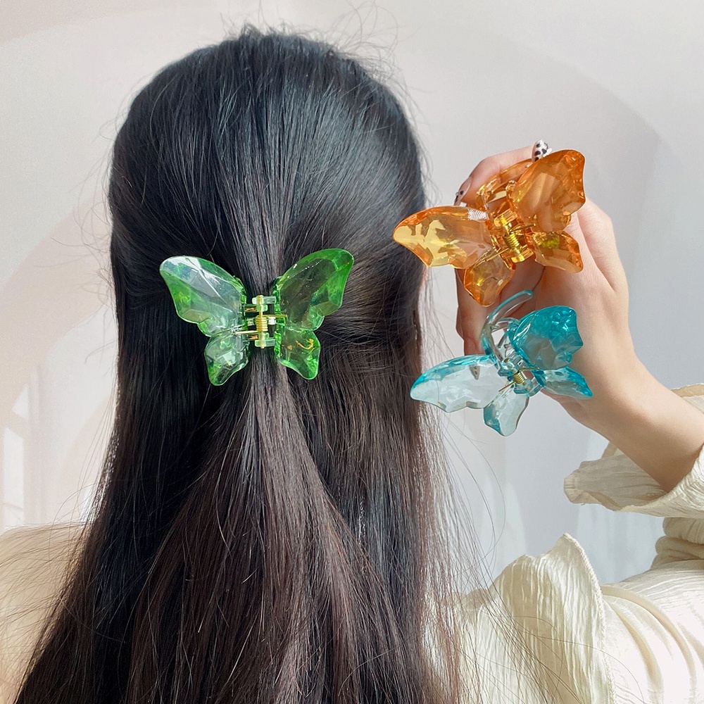 RainBow Bows 1 Kẹp Tóc Càng Cua Trong Suốt Phong Cách Hàn Quốc Thanh Lịch Cho Nữ