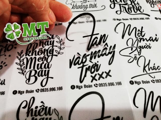 Tem chữ dán ly in theo yêu cầu