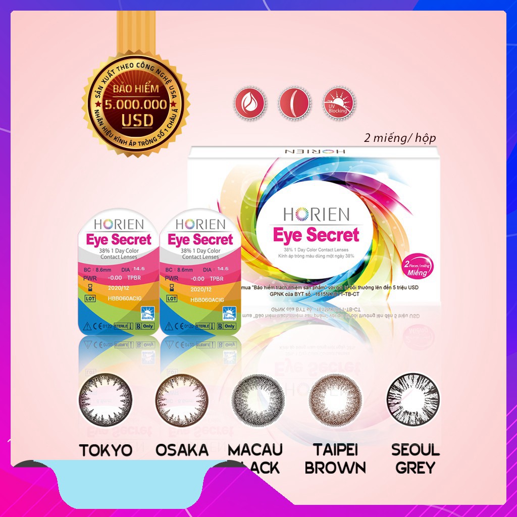 🌺Buianhngoc 🌺 Kính áp tròng màu dùng 1 ngày Eye Secret Contact Lens - MACAU BLACK