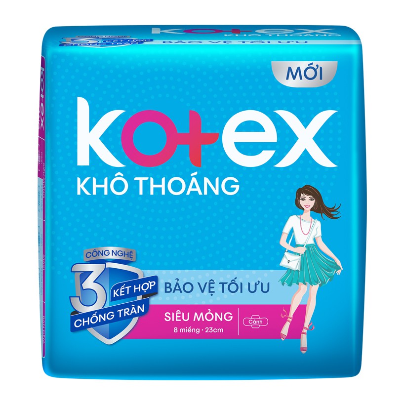 Băng vệ sinh Kotex khô thoáng siêu mỏng cánh/ dày cánh 8 miếng