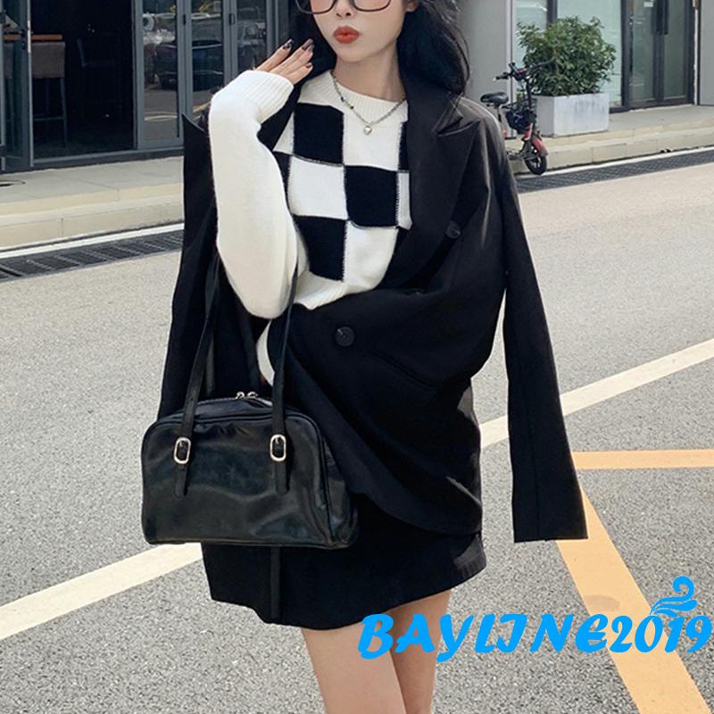 Áo croptop tay dài cổ tròn họa tiết kẻ sọc thiết kế thời trang dành cho nữ