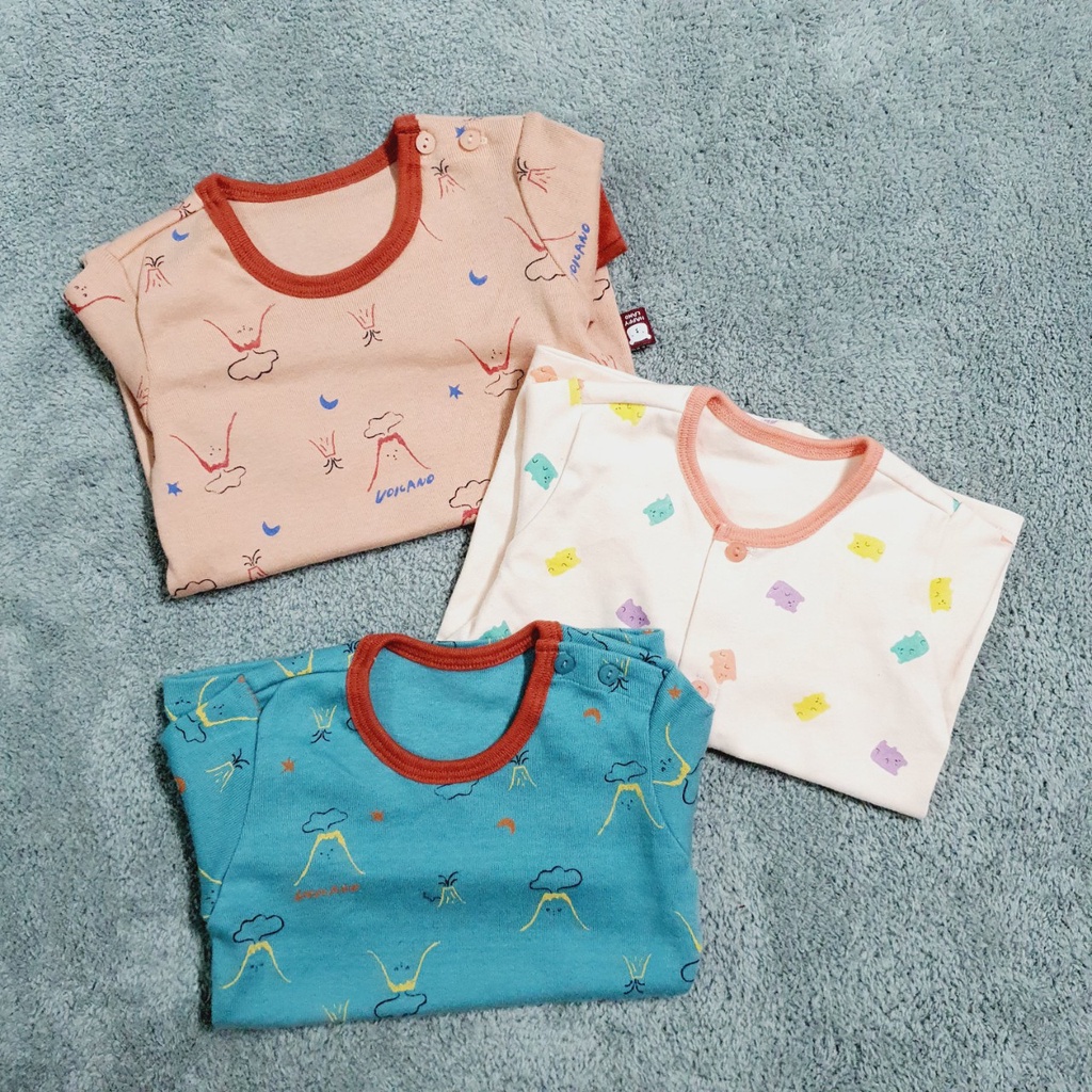 [90, 100] Áo cotton dài tay thu đông họa tiết núi lửa cho bé gái xuất Hàn dư xịn