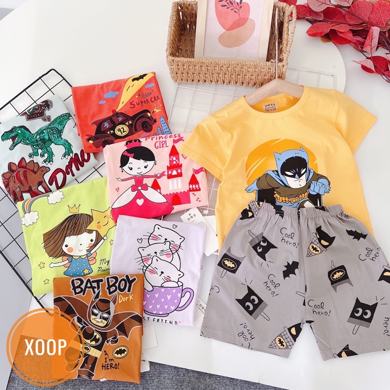 Xả ! (Bảng 3-nhỡ 16-22kg)Bộ cộc tay cotton xuất hàn hàng Quảng Châu cho bé có chọn mẫu