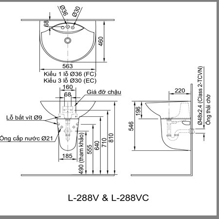 Chậu rửa Inax L-288V