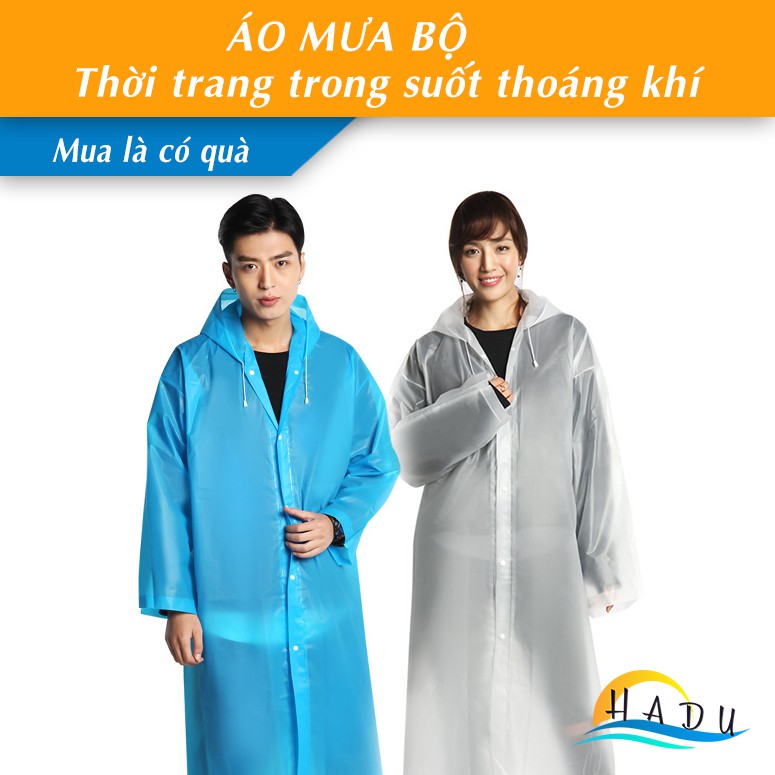 Áo mưa 1 người dễ thương thời trang cho cả nam và nữ mỏng nhẹ trong suốt công nghệ Nano thoáng khí HADU