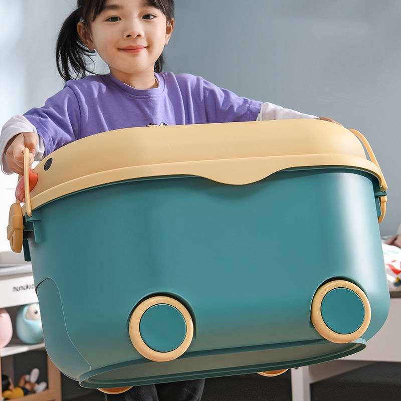 Hộp Nhựa Đựng Đồ Chơi / Sách Vở Đa Năng Có Bánh Xe Và Nắp Đậy Tiện Lợi Dành Cho Học Sinh / Ký