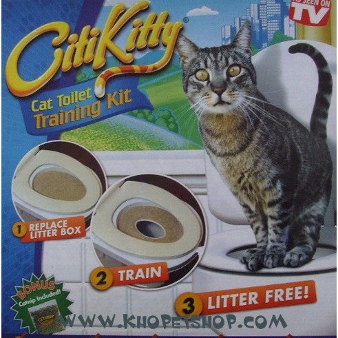Bộ huấn luyện mèo đi vệ sinh vào bồn cầu