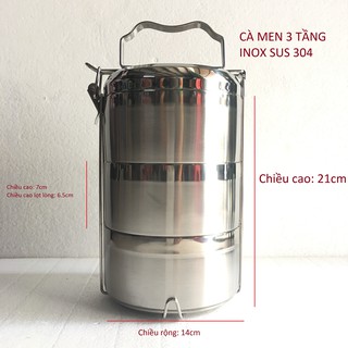Hộp cơm 3 tầng. Chất liệu Inox SUS 304