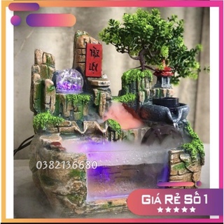Thác nước phong thuỷ Tài Lộc[TẶNG KÈM CÒ TRANG TRÍ]- Thác nước bể cá mini-Tiểu cảnh hòn non bộ