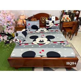 Bộ ga gối thun hàn quốc 3D vạn phát sale lổ vốn mickey xám