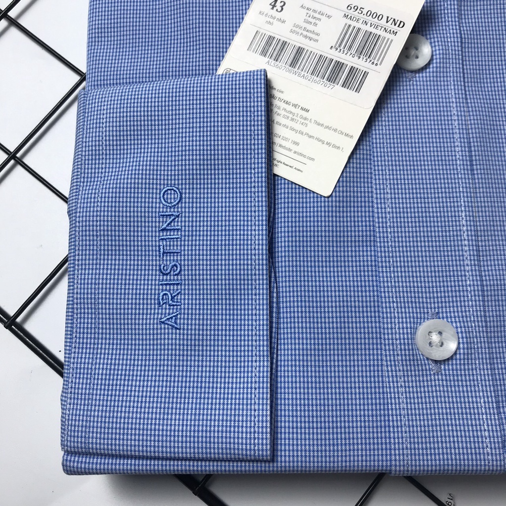Áo sơ mi nam ARISTINO dài tay sợi tre dáng ôm als60708