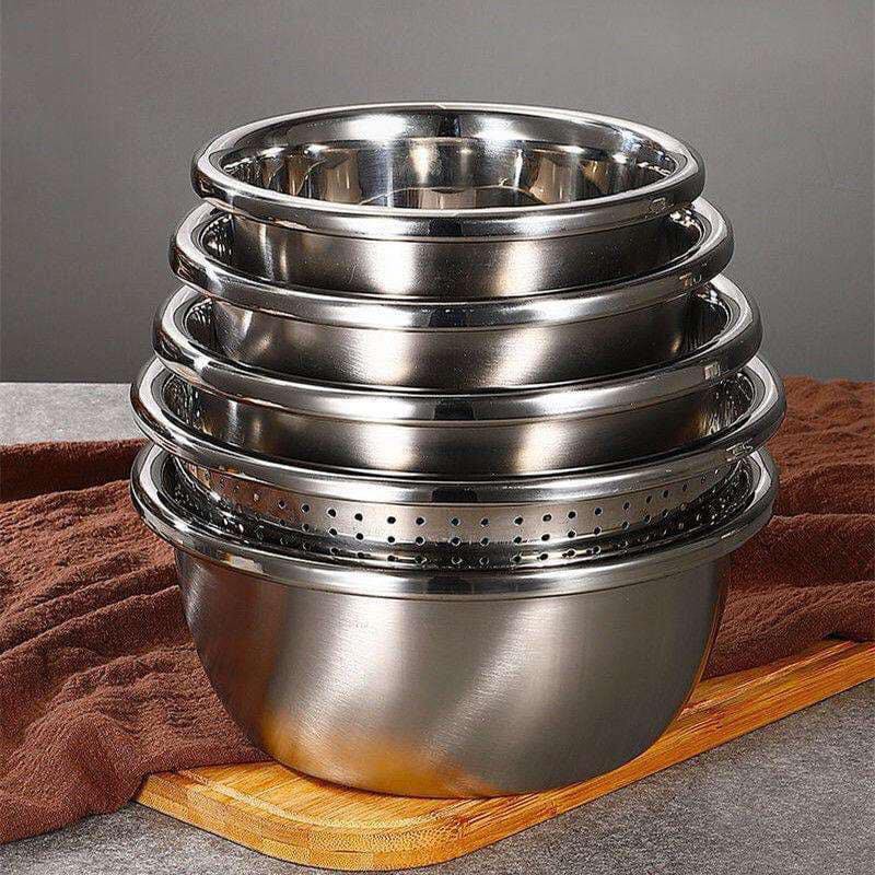 BỘ 5 CHIẾC RỔ THAU INOX