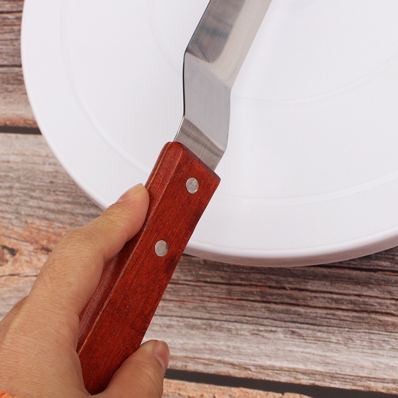 Dao chà láng bánh kem inox cán gỗ 37cm