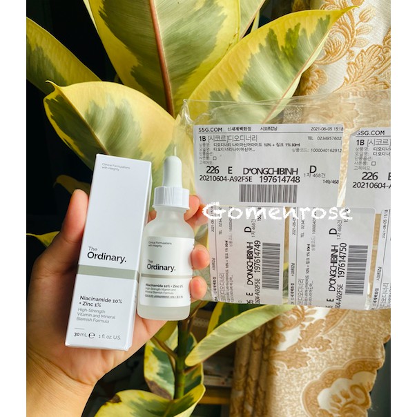 The Ordinary Serum Niacinamide 10% + Zinc 1% sáng da, giảm mụn đầu đen, se khít lỗ chân lông ngừa mụn 30ml