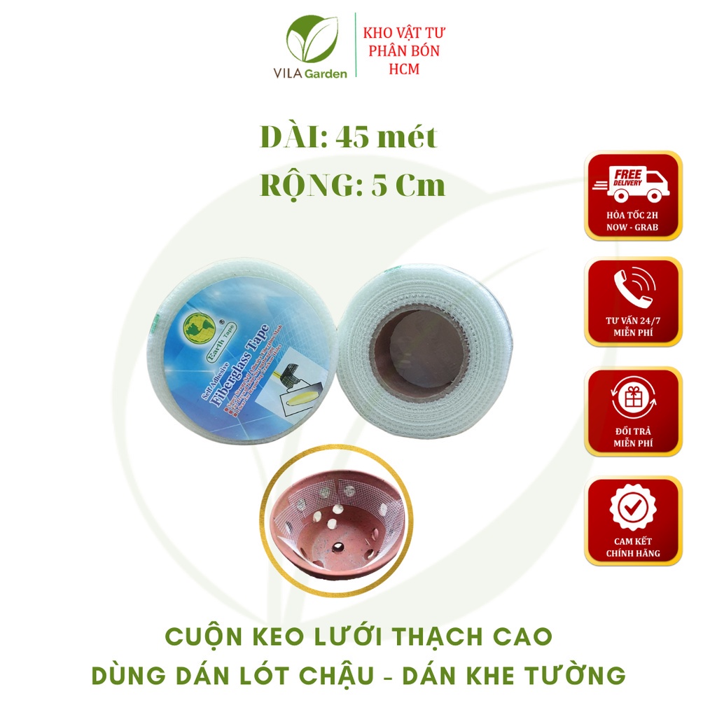 Keo lưới dán trần thạch cao- Băng keo sợi thủy tinh [loại trung] dài 45m