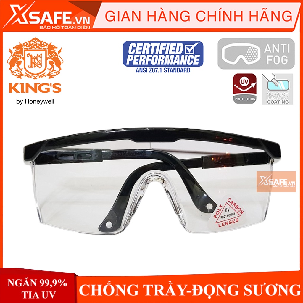Kính bảo hộ lao động Kings Ky151 - Mắt kính chống bụi, chống tia UV chống trầy xước, đọng hơi sương (màu trắng trong)