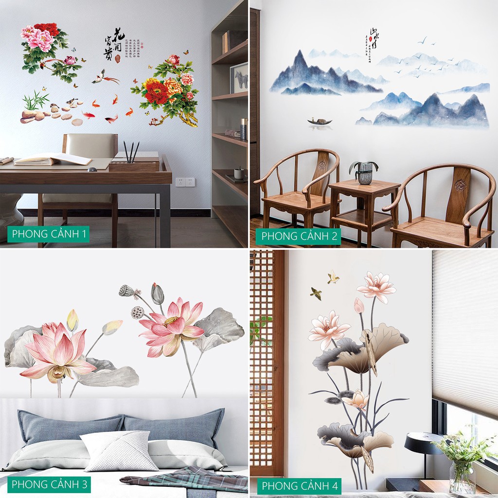 [19 MẪU] Decal tranh dán tường trang trí decor phòng khách hoặc phòng ngủ