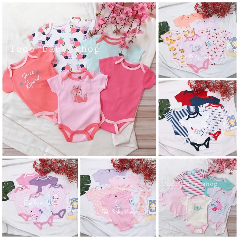 [INBOX CHỌN MẪU] Set 5 body chip cho bé gái hàng xuất dư, bodysuit bé gái