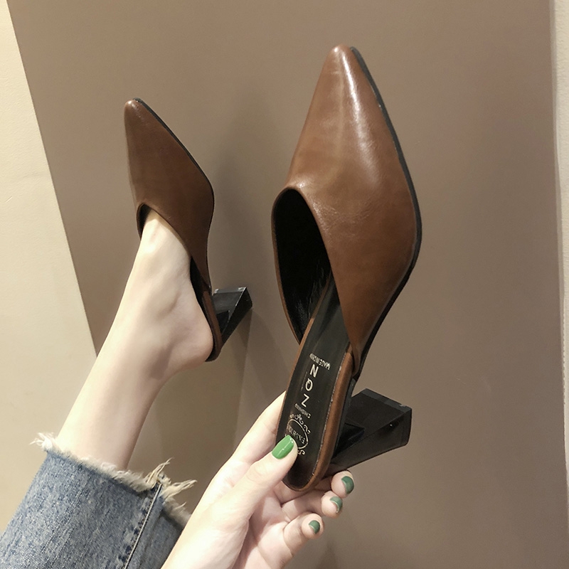 Giày cao gót vải mules phong cách thời trang thanh lịch cho nữ