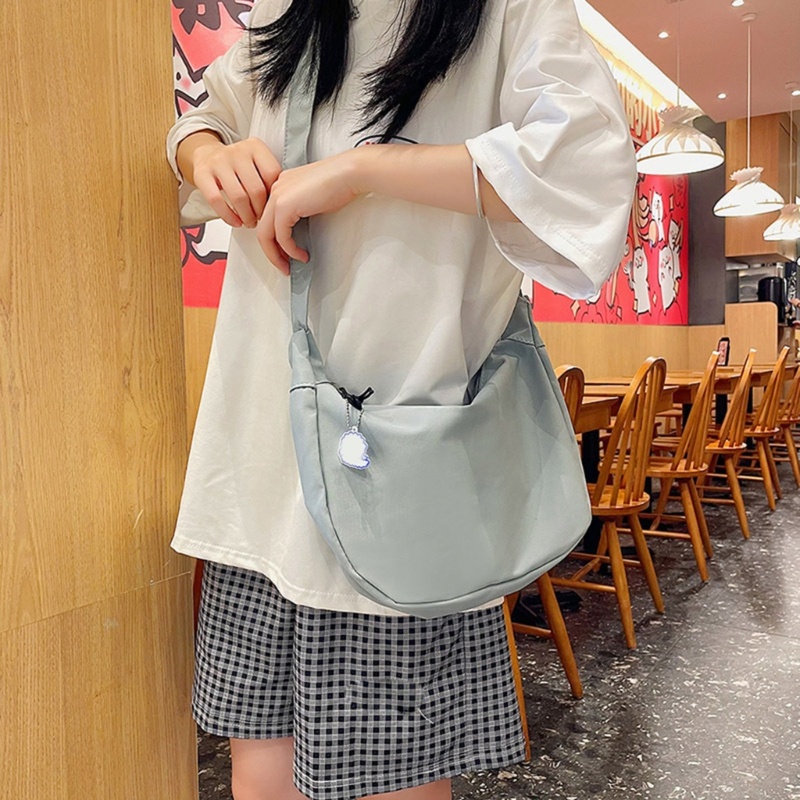 Túi Xách Đeo Vai Màu Trơn Dễ Phối Đồ Phong Cách Harajuku Cho Nữ