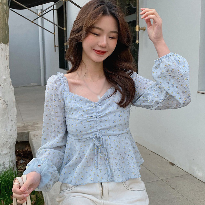 Áo Kiểu Chất Chiffon Hoạ Tiết Hoa Thiết Kế Cổ Chữ V Nữ Tính | BigBuy360 - bigbuy360.vn